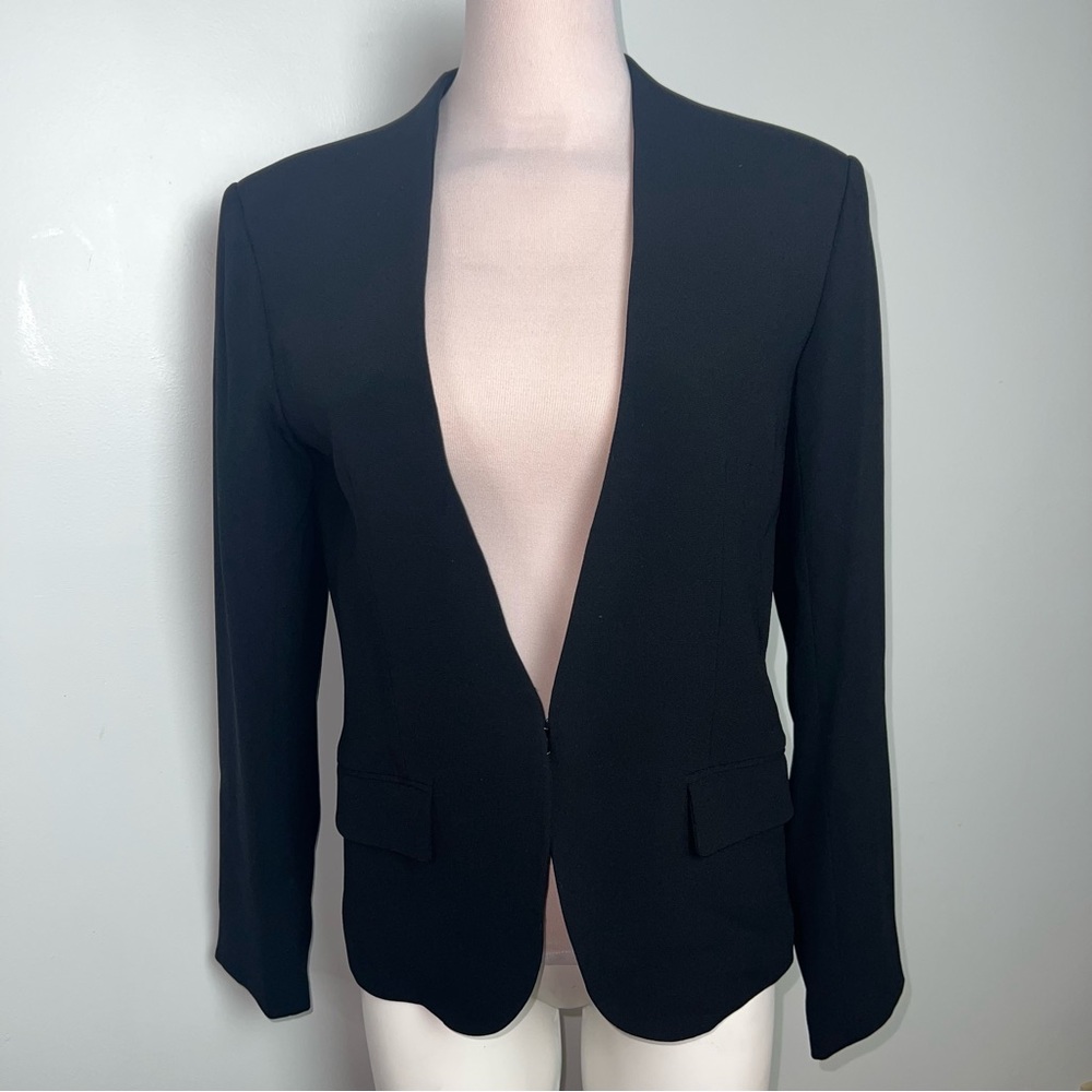 rag & bone Black Deep V Blazer Jacket Zip Cuff Hook Closure Women’s Size 8